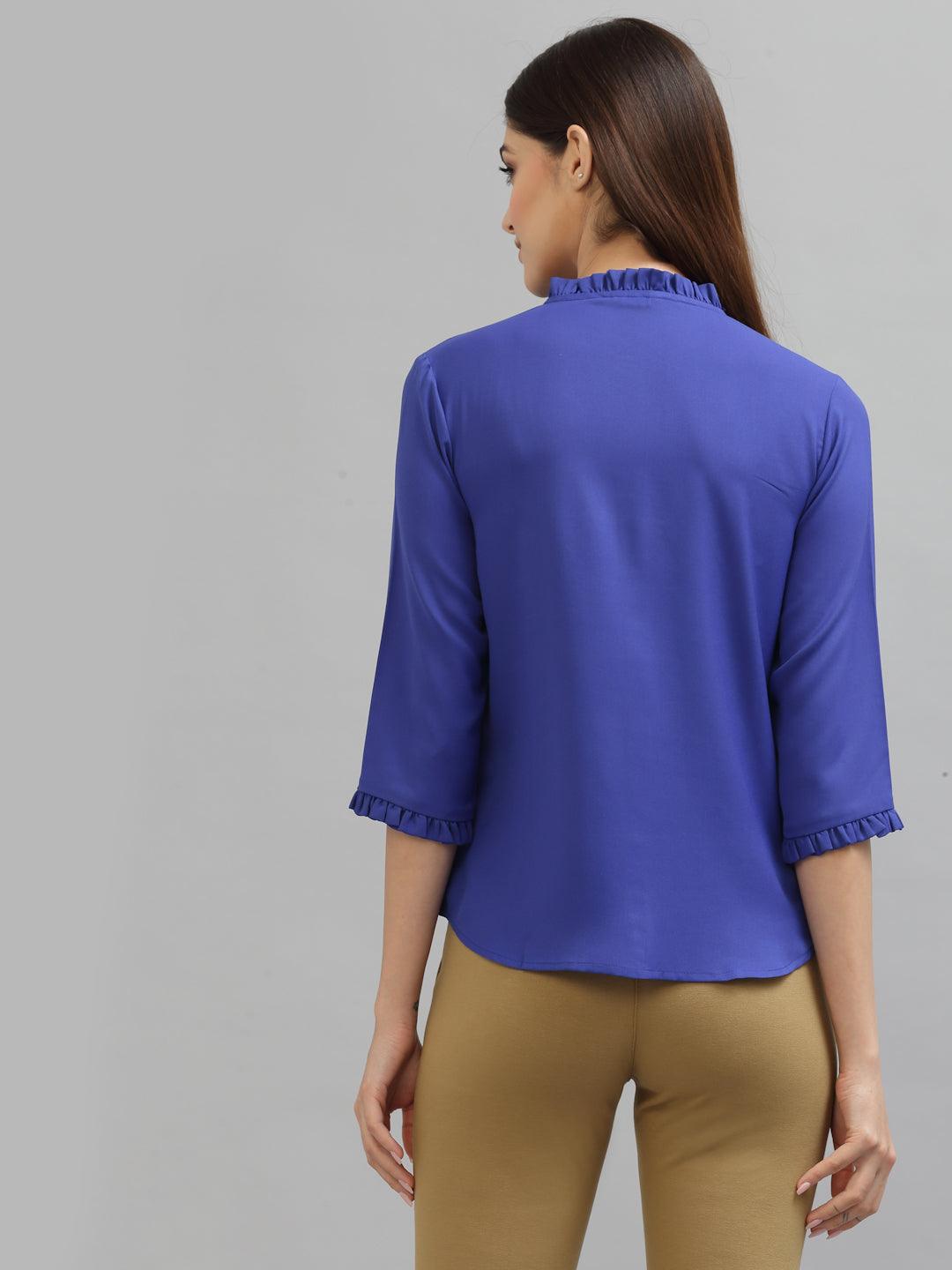 Style Quotient Women Blue Formal Shirt-Shirts-StyleQuotient