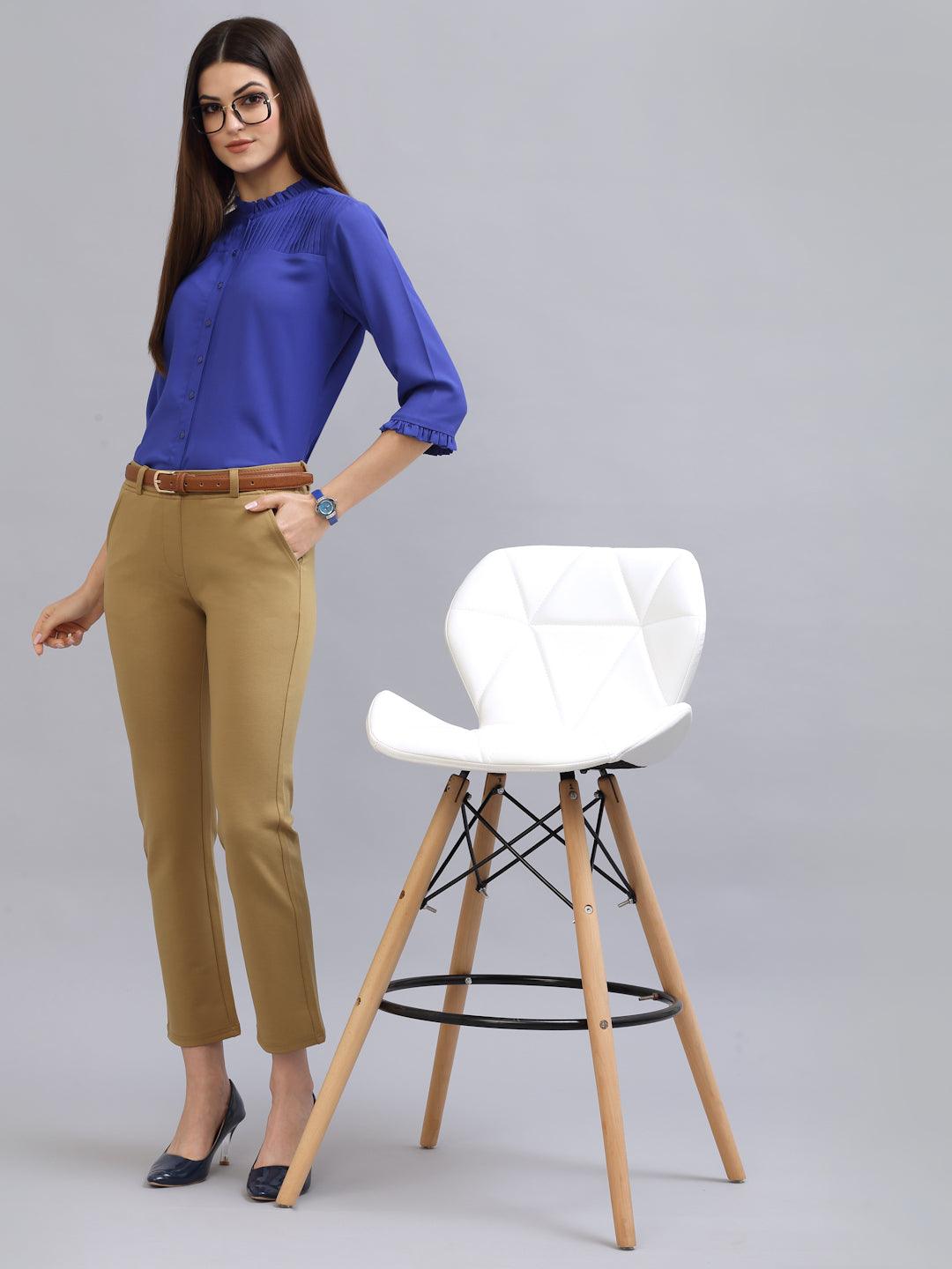 Style Quotient Women Blue Formal Shirt-Shirts-StyleQuotient