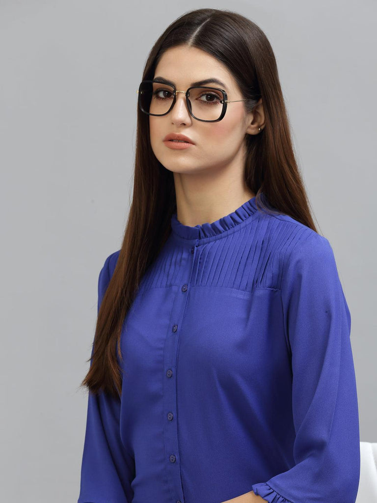 Style Quotient Women Blue Formal Shirt-Shirts-StyleQuotient