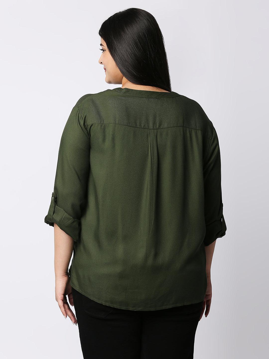 Style Quotient Women Olive Green Casual Shirt-Shirts-StyleQuotient