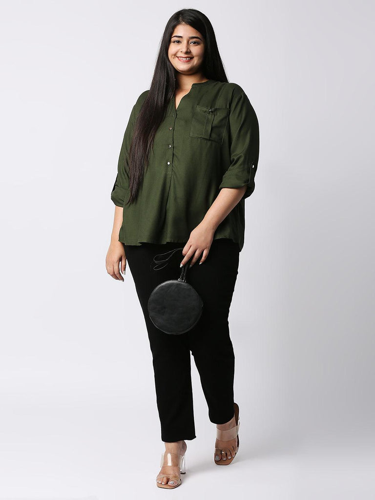 Style Quotient Women Olive Green Casual Shirt-Shirts-StyleQuotient