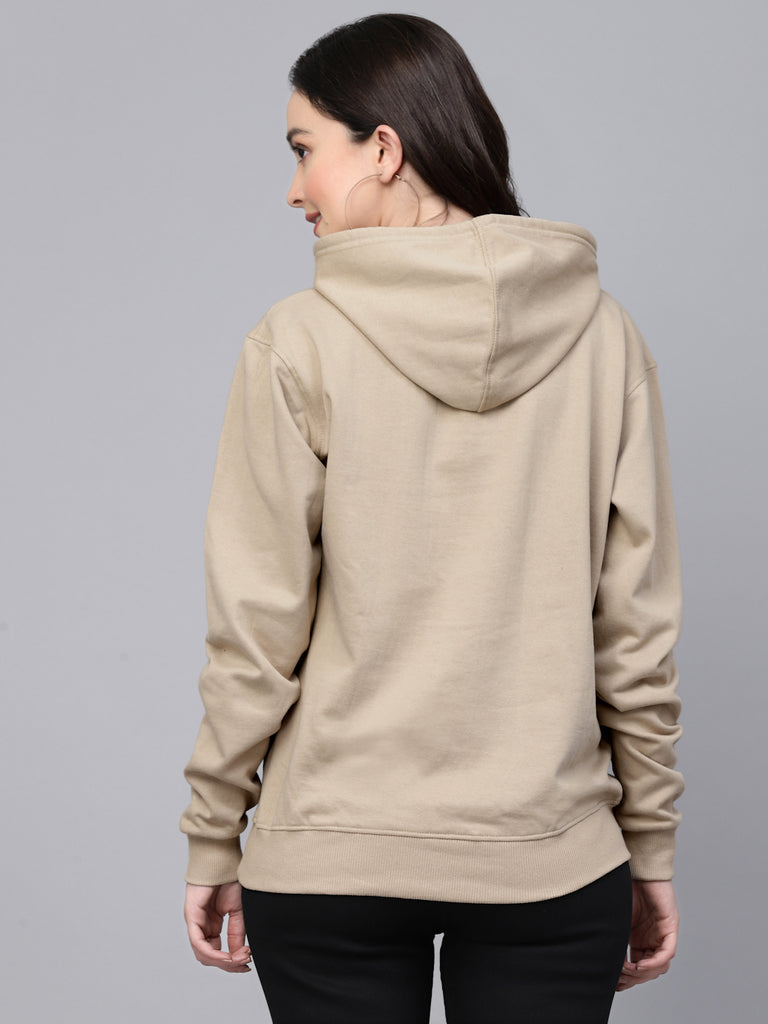 Style Quotient Women Beige Solid Cotton Oversize Sweatshirt-Sweaters-StyleQuotient