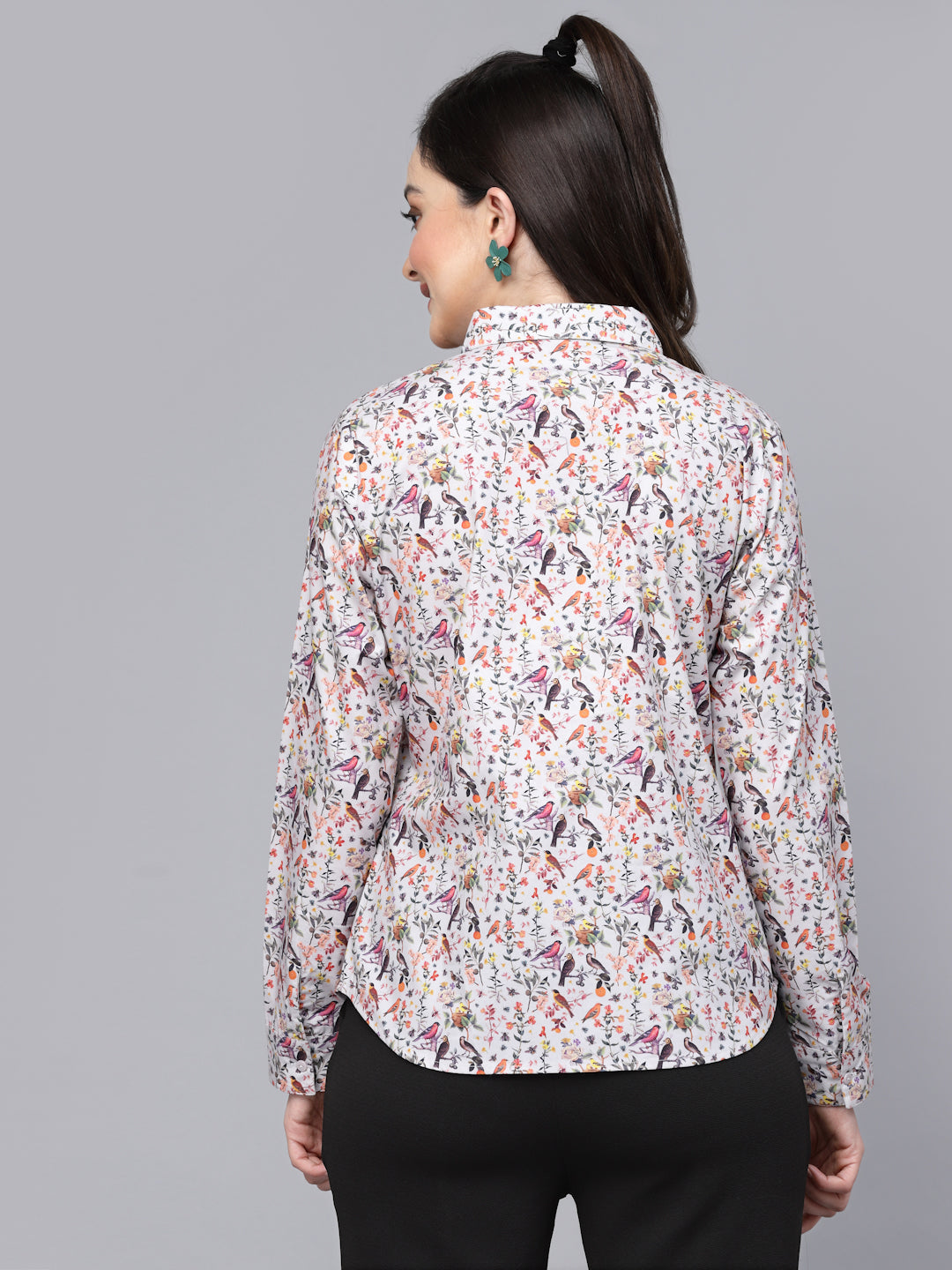 Style Quotient Women Floral Printed Grey And Multi Regular Formal Shirt-Shirts-StyleQuotient