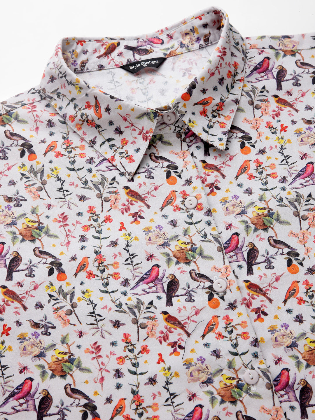 Style Quotient Women Floral Printed Grey And Multi Regular Formal Shirt-Shirts-StyleQuotient