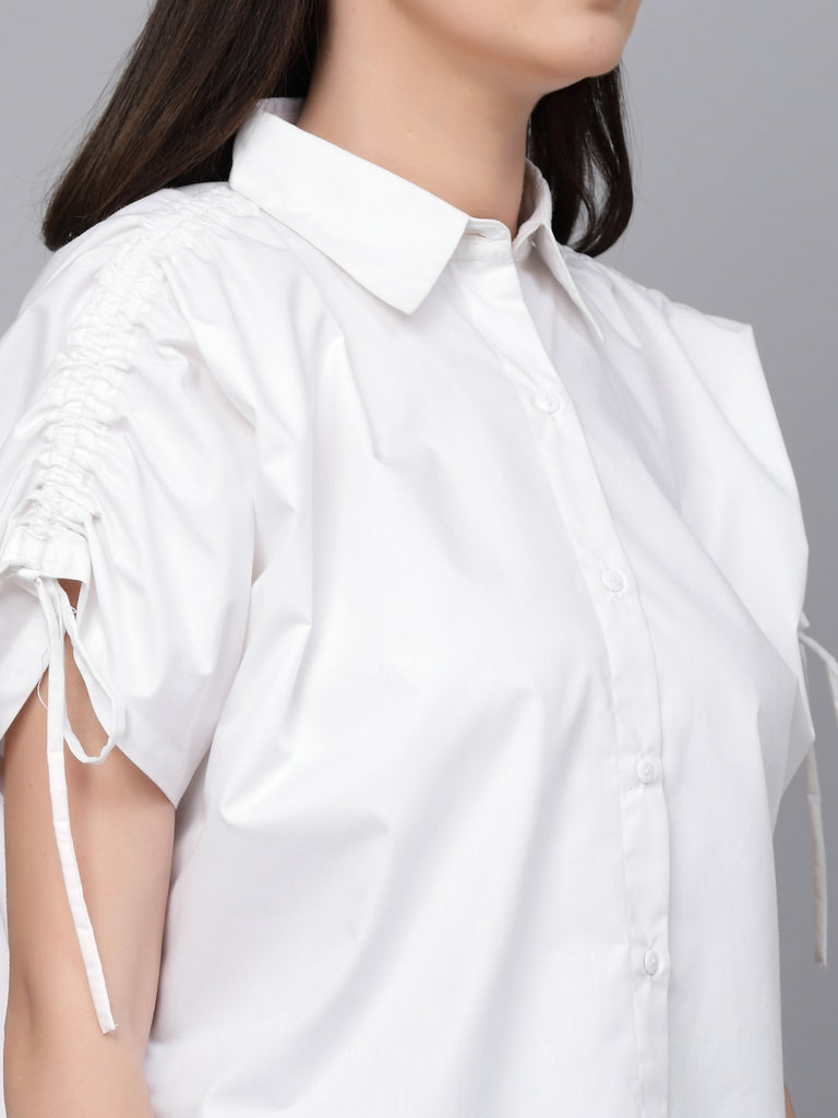 Style Quotient Women White Solid Regular Formal Shirt-Shirts-StyleQuotient