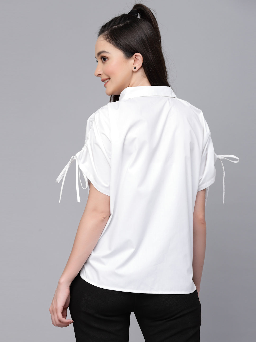 Style Quotient Women White Solid Regular Formal Shirt-Shirts-StyleQuotient