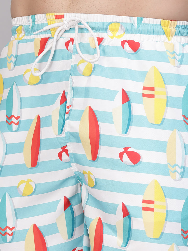 Style Quotient Men Multi Color Surf Boat Printed Polyester Swim Short-Men's swimwear-StyleQuotient