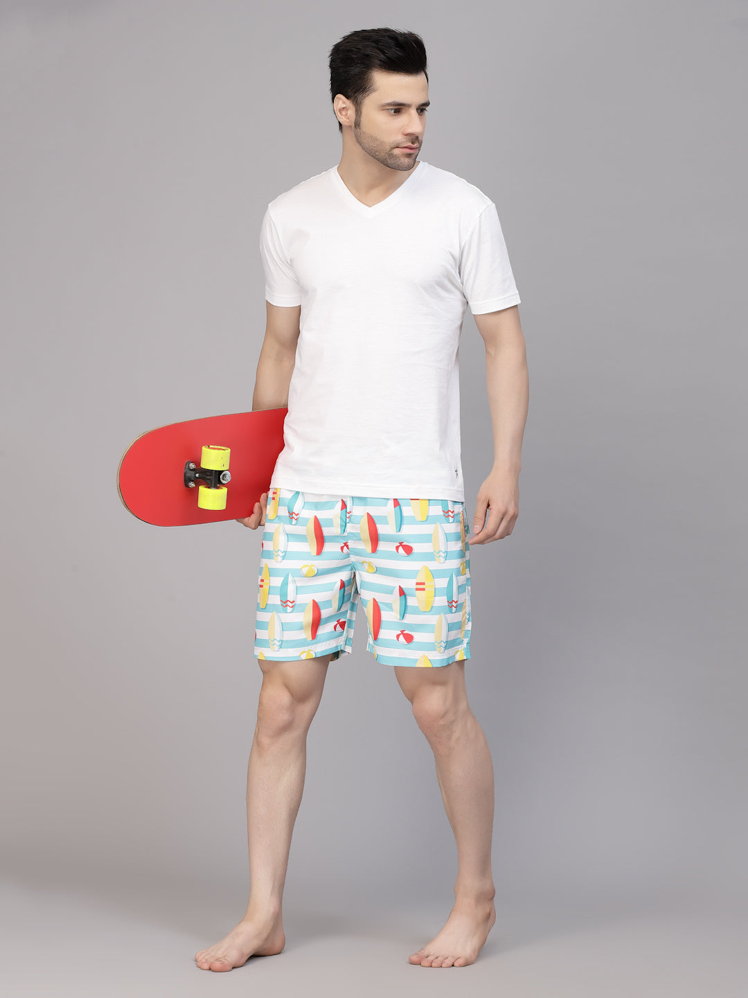 Style Quotient Men Multi Color Surf Boat Printed Polyester Swim Short-Men's swimwear-StyleQuotient