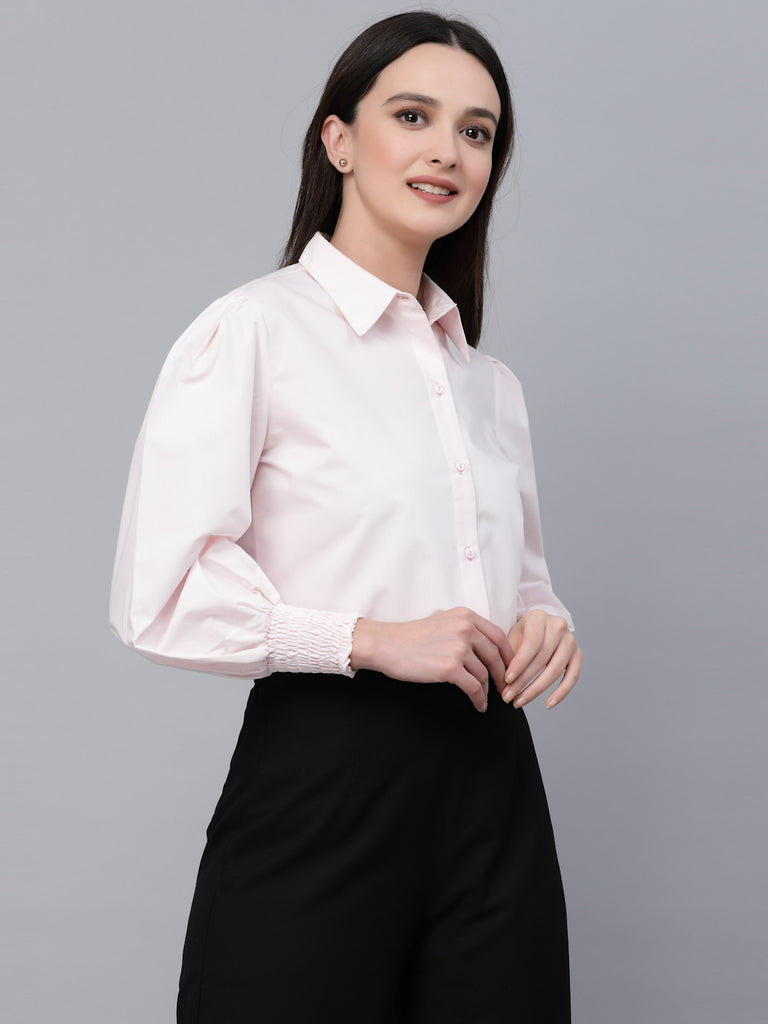 Style Quotient Women solid pink Polycotton formal shirt-Shirts-StyleQuotient