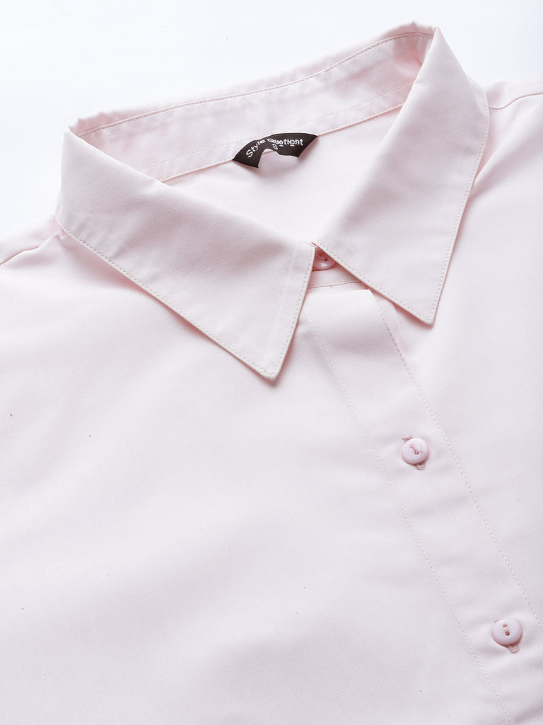 Style Quotient Women solid pink Polycotton formal shirt-Shirts-StyleQuotient