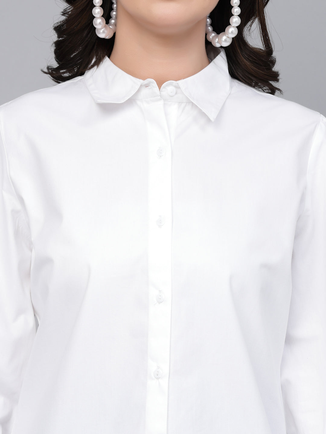 Style Quotient Women White Solid Regular Formal Shirt-Shirts-StyleQuotient