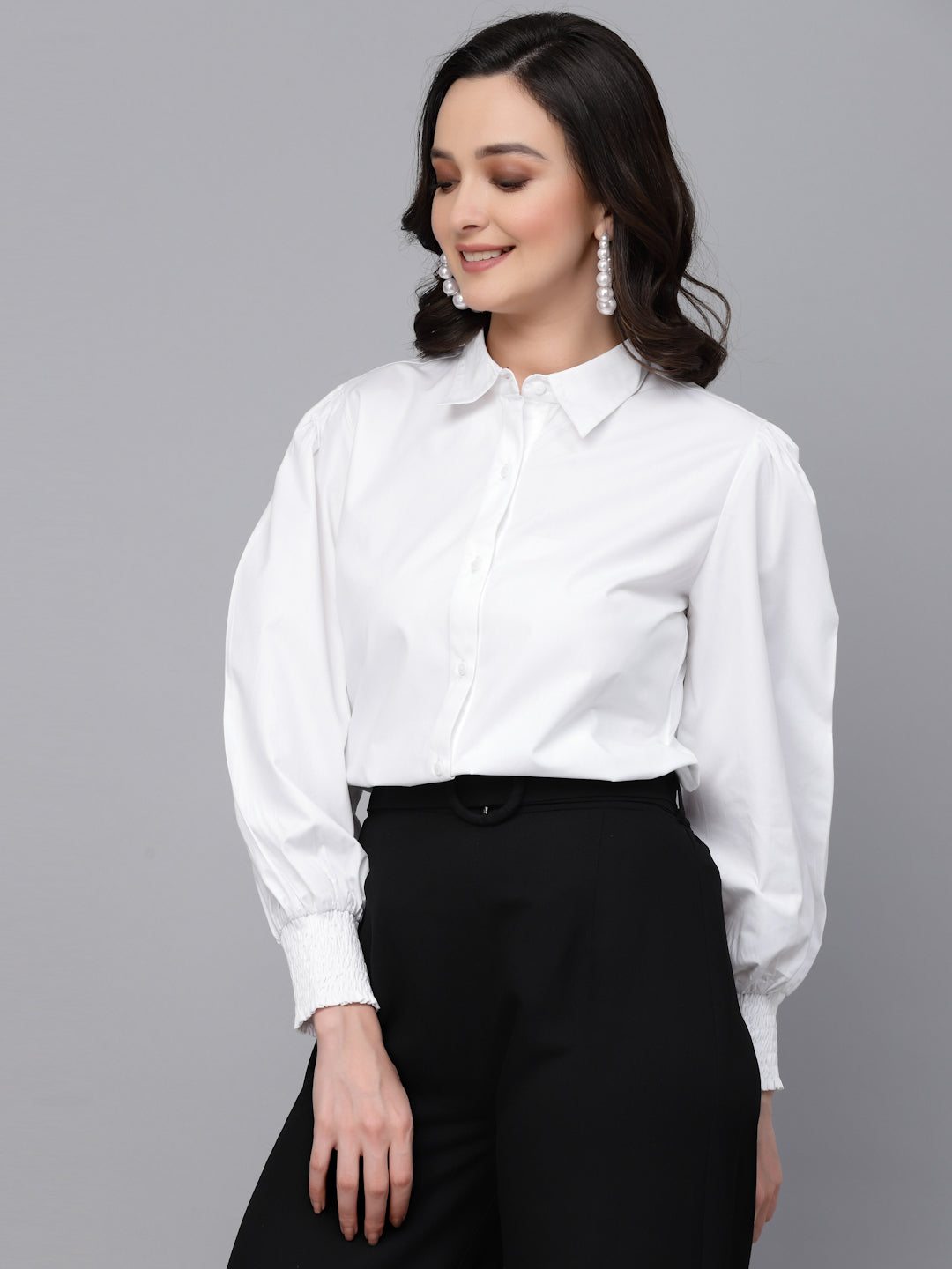 Style Quotient Women White Solid Regular Formal Shirt-Shirts-StyleQuotient