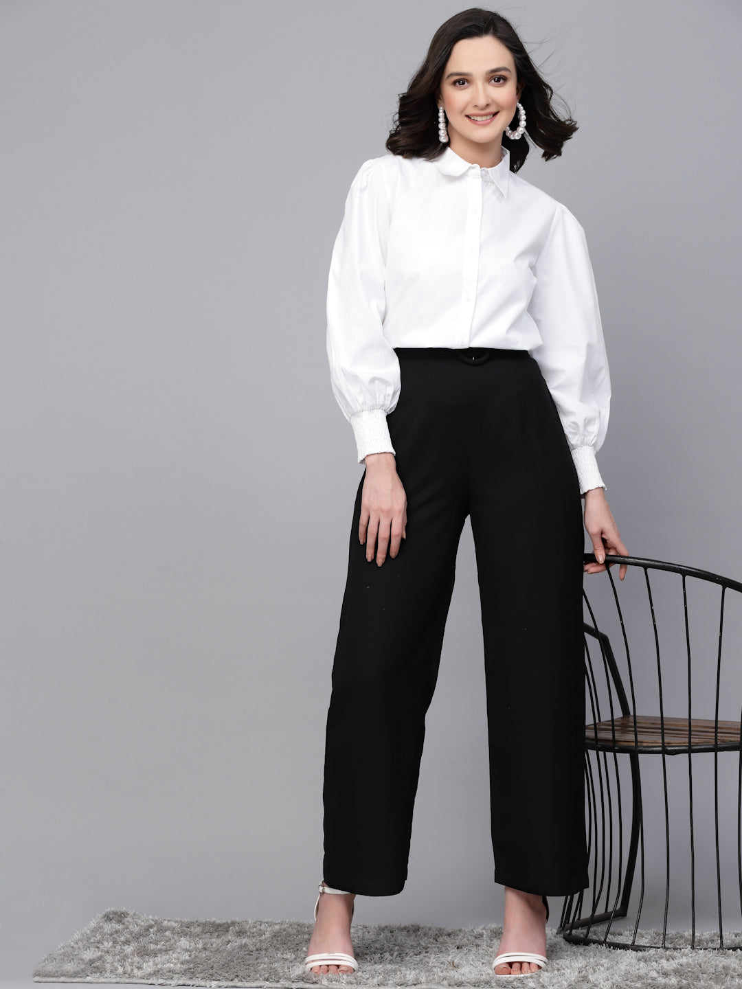 Style Quotient Women White Solid Regular Formal Shirt-Shirts-StyleQuotient