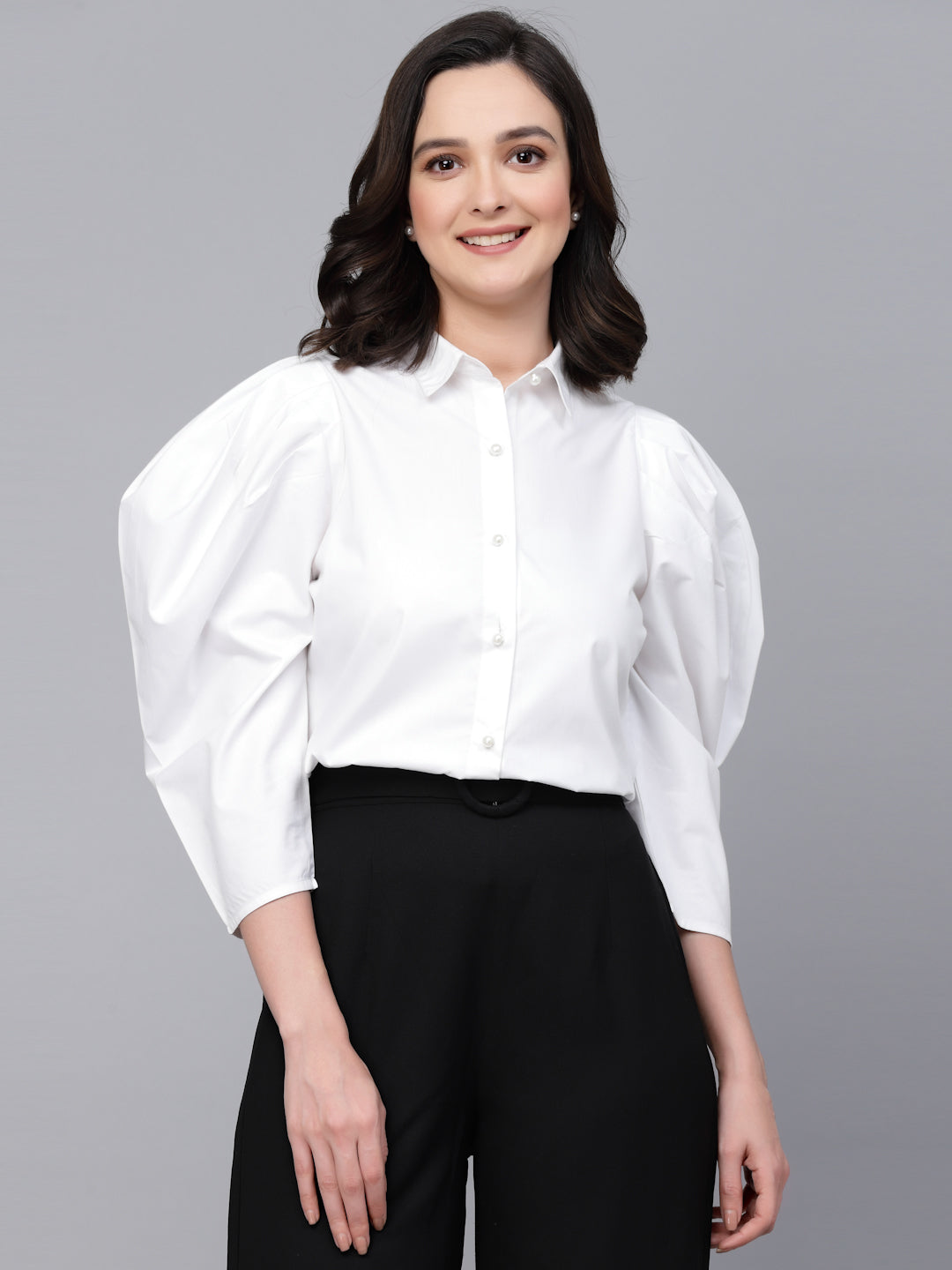 Style Quotient Women White Solid Regular Formal Shirt-Shirts-StyleQuotient