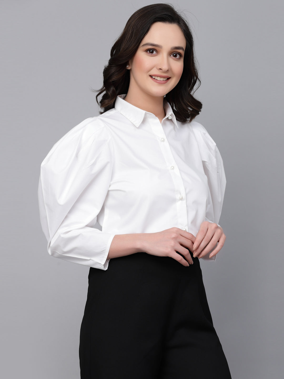 Style Quotient Women White Solid Regular Formal Shirt-Shirts-StyleQuotient