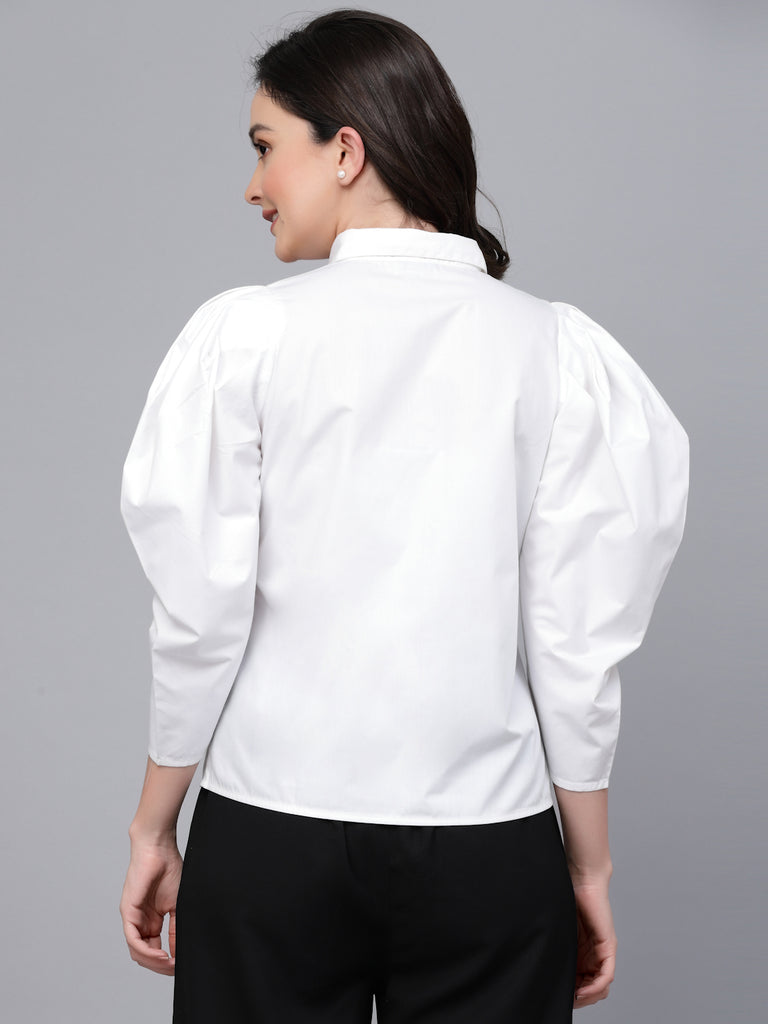 Style Quotient Women White Solid Regular Formal Shirt-Shirts-StyleQuotient