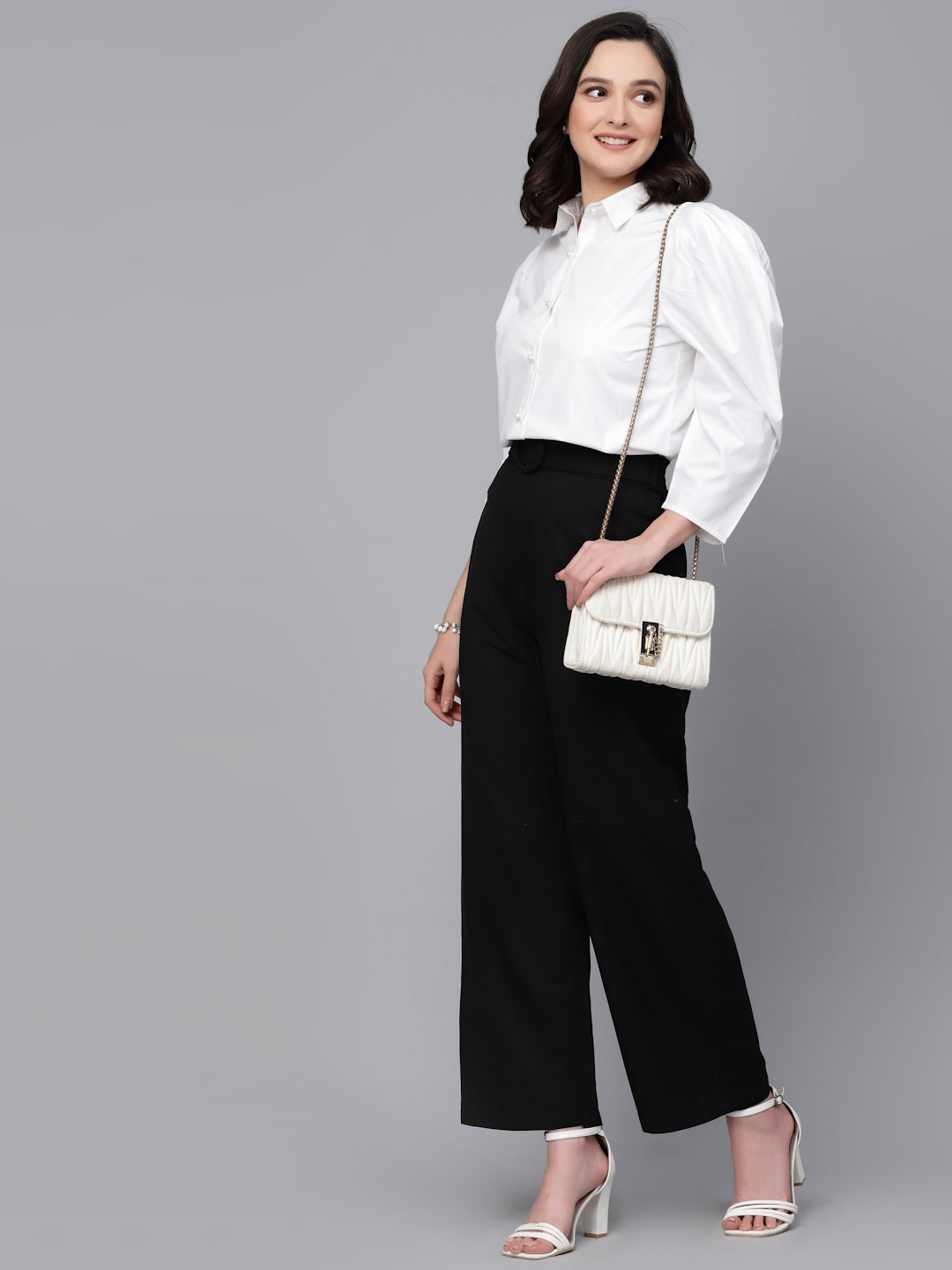 Style Quotient Women White Solid Regular Formal Shirt-Shirts-StyleQuotient