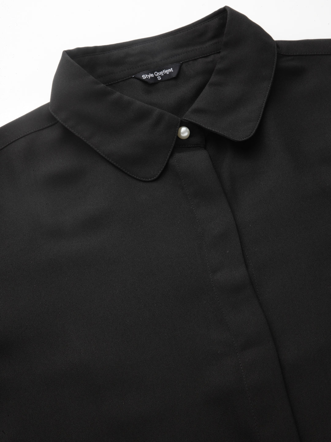 Style Quotient Women Solid Black Regular Formal Shirt-Shirts-StyleQuotient