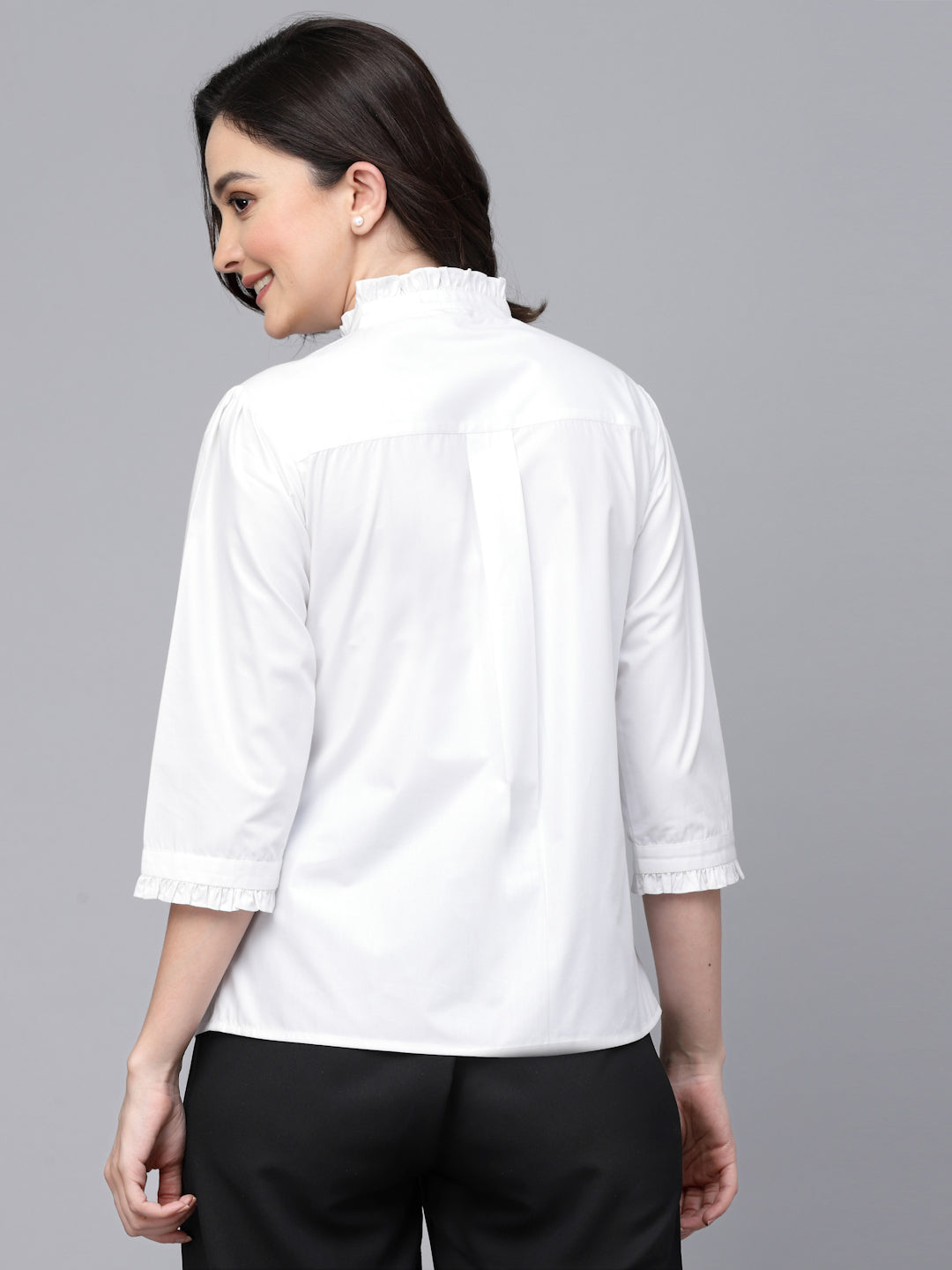 Style Quotient Women White Solid Regular Formal Shirt-Shirts-StyleQuotient