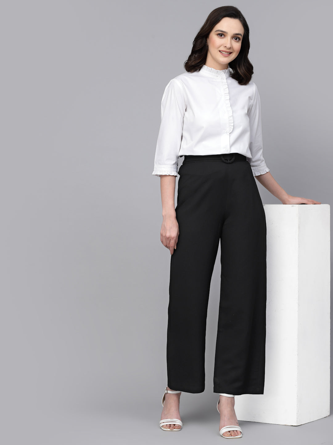 Style Quotient Women White Solid Regular Formal Shirt-Shirts-StyleQuotient