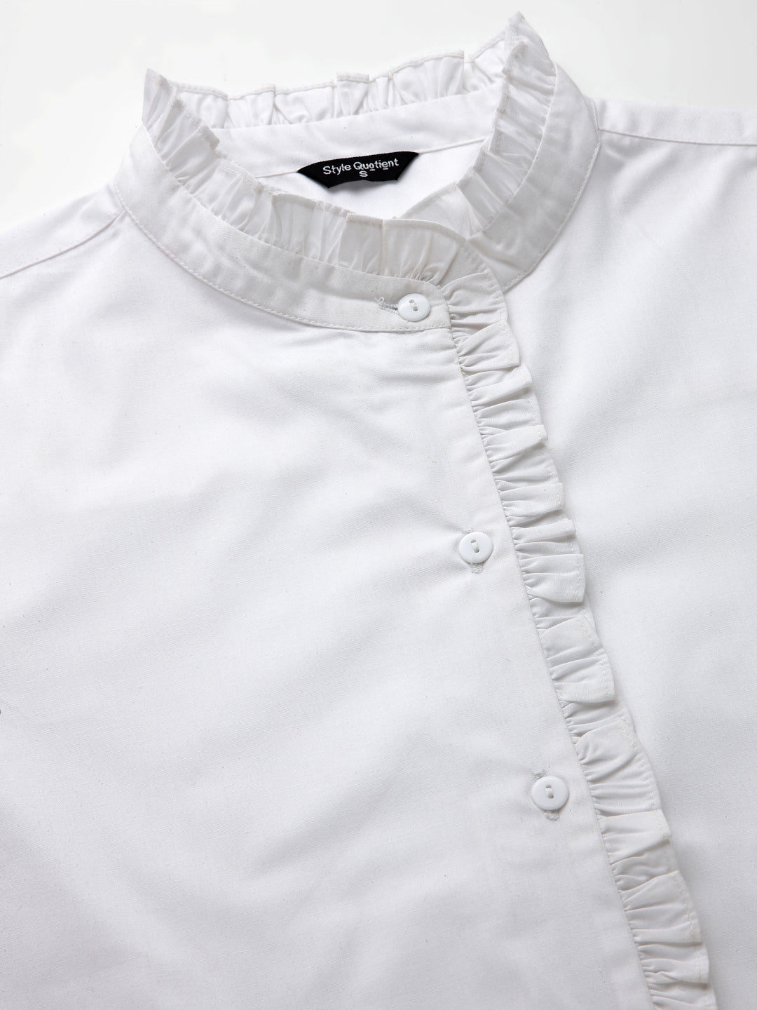 Style Quotient Women White Solid Regular Formal Shirt-Shirts-StyleQuotient