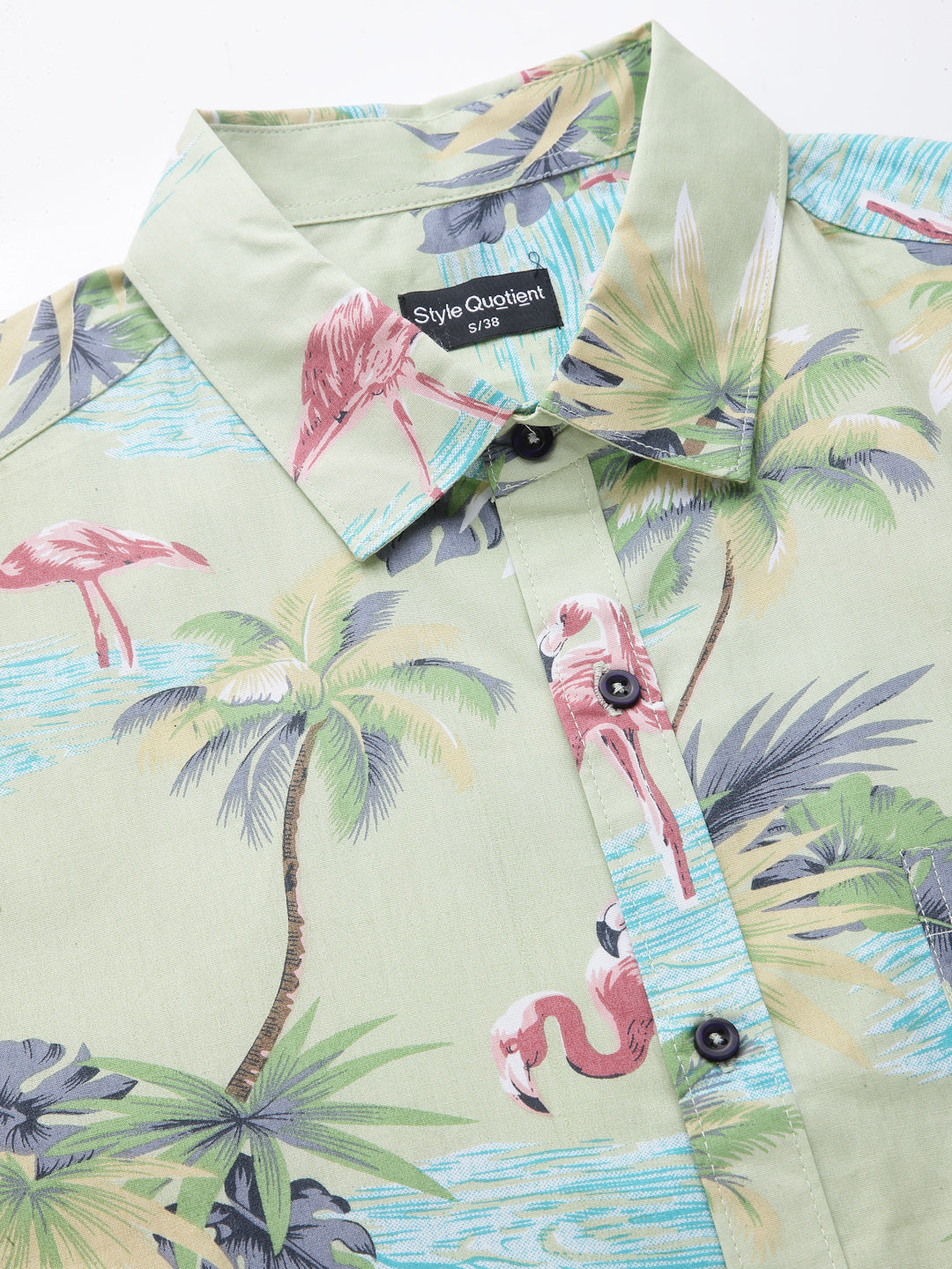 Style Quotient Women Light Green Tropical Print Oversize Smart Casual Shirt-Shirts-StyleQuotient